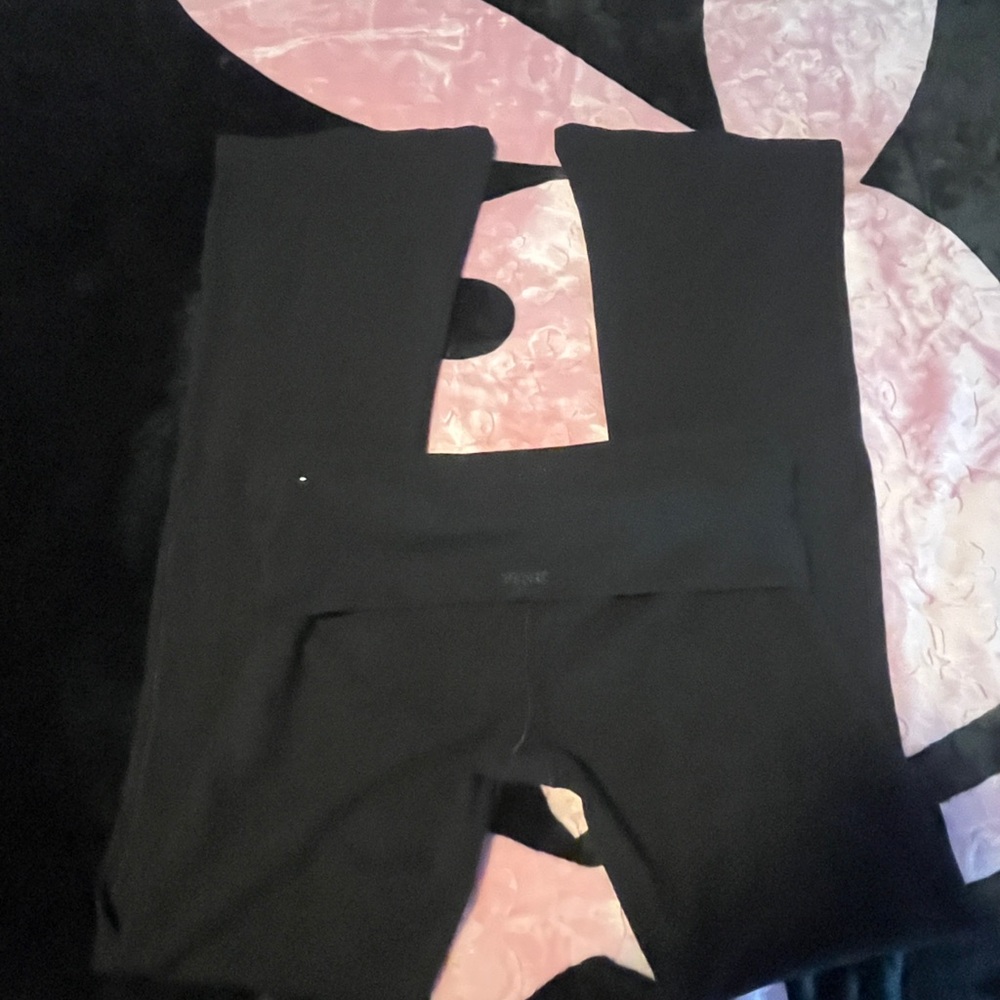 VS PINK Black Foldover Flared Leggings